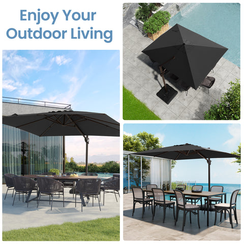 Pellebant 12x9 ft Aluminum Crank Cantilever Patio Umbrella