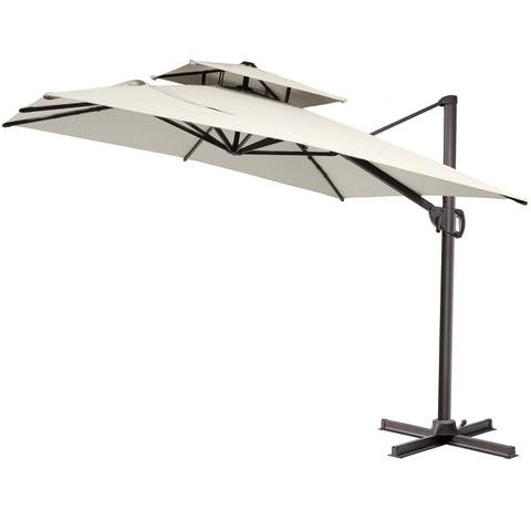 12 x 9 ft. Aluminum Dual Top Cantilever Patio Umbrella with Base Options