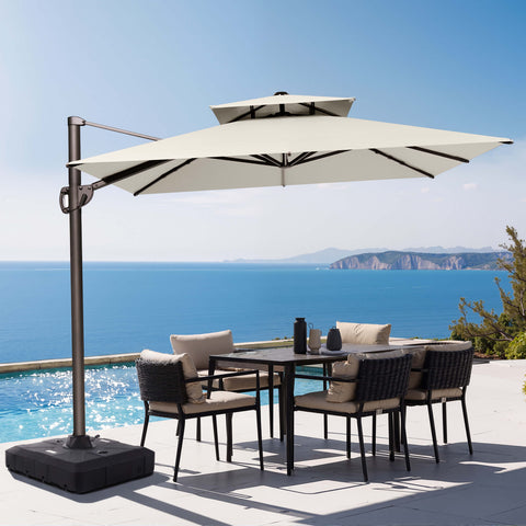 12 x 9 ft. Aluminum Dual Top Cantilever Patio Umbrella with Base Options