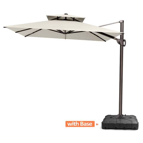 12 x 9 ft. Aluminum Dual Top Cantilever Patio Umbrella with Base Options