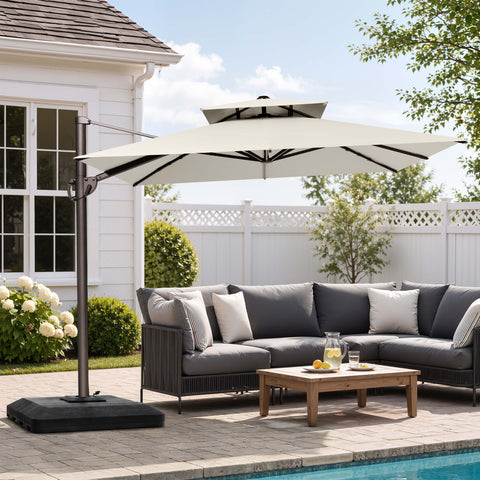 12 x 9 ft. Aluminum Dual Top Cantilever Patio Umbrella with Base Options