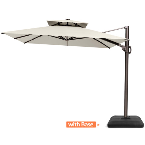 12 x 9 ft. Aluminum Dual Top Cantilever Patio Umbrella with Base Options