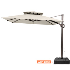 12 x 9 ft. Aluminum Dual Top Cantilever Patio Umbrella with Base Options