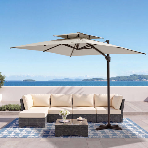12 x 9 ft. Aluminum Dual Top Cantilever Patio Umbrella with Base Options