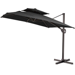 12 x 9 ft. Aluminum Dual Top Cantilever Patio Umbrella with Base Options