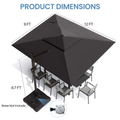12 x 9 ft. Aluminum Dual Top Cantilever Patio Umbrella with Base Options