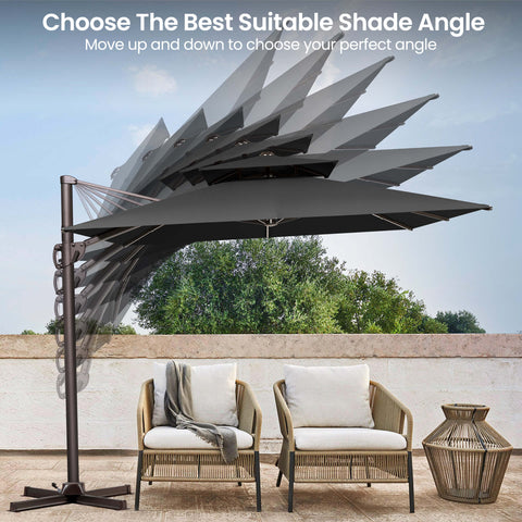 12 x 9 ft. Aluminum Dual Top Cantilever Patio Umbrella with Base Options