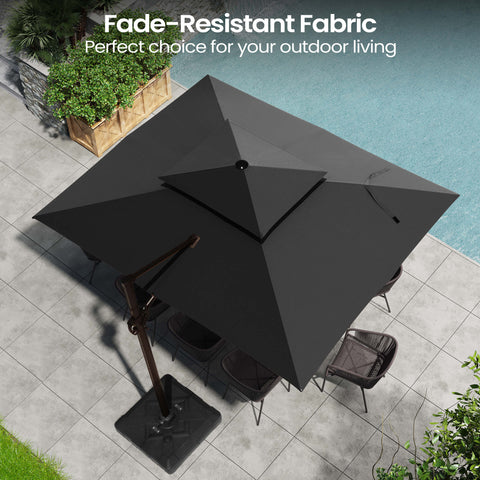 12 x 9 ft. Aluminum Dual Top Cantilever Patio Umbrella with Base Options