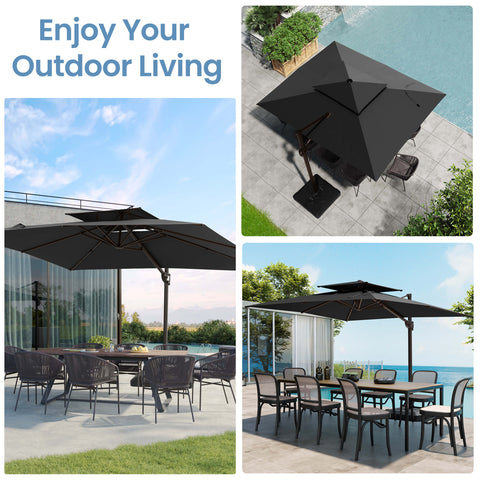 12 x 9 ft. Aluminum Dual Top Cantilever Patio Umbrella with Base Options