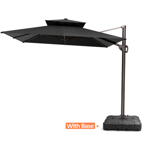 12 x 9 ft. Aluminum Dual Top Cantilever Patio Umbrella with Base Options