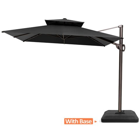 12 x 9 ft. Aluminum Dual Top Cantilever Patio Umbrella with Base Options