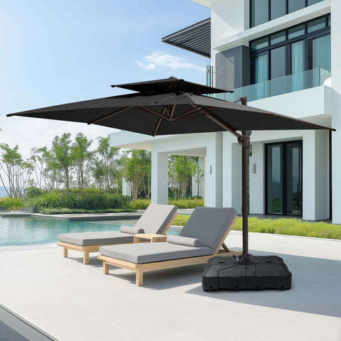 12 x 9 ft. Aluminum Dual Top Cantilever Patio Umbrella with Base Options