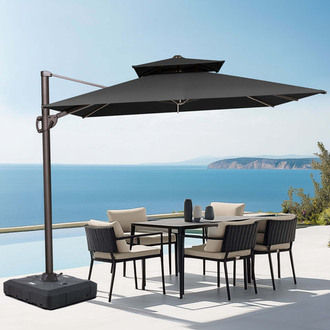12 x 9 ft. Aluminum Dual Top Cantilever Patio Umbrella with Base Options