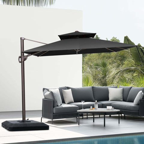 12 x 9 ft. Aluminum Dual Top Cantilever Patio Umbrella with Base Options