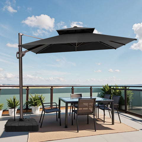 12 x 9 ft. Aluminum Dual Top Cantilever Patio Umbrella with Base Options