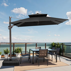 12 x 9 ft. Aluminum Dual Top Cantilever Patio Umbrella with Base Options