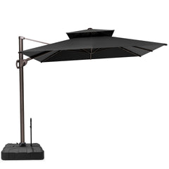 12 x 9 ft. Aluminum Dual Top Cantilever Patio Umbrella with Base Options
