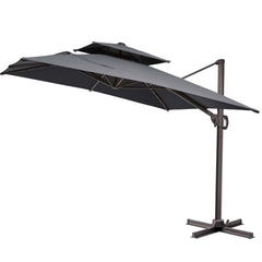12 x 9 ft. Aluminum Dual Top Cantilever Patio Umbrella with Base Options