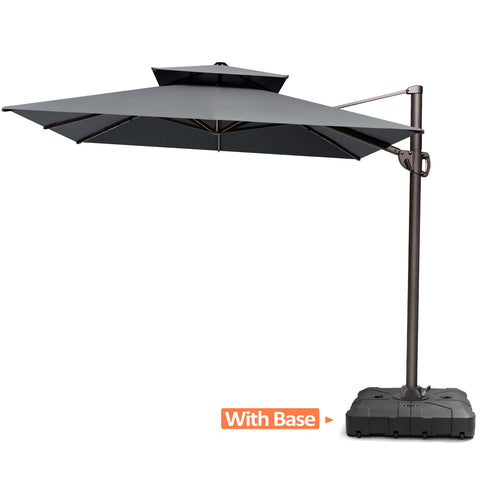12 x 9 ft. Aluminum Dual Top Cantilever Patio Umbrella with Base Options