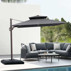 12 x 9 ft. Aluminum Dual Top Cantilever Patio Umbrella with Base Options