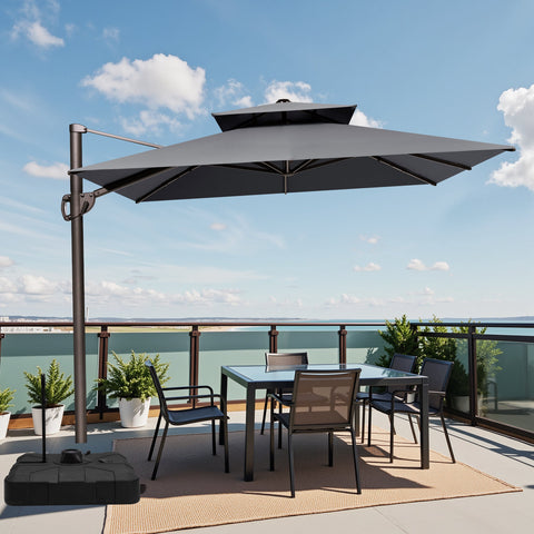 12 x 9 ft. Aluminum Dual Top Cantilever Patio Umbrella with Base Options