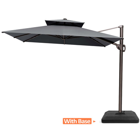 12 x 9 ft. Aluminum Dual Top Cantilever Patio Umbrella with Base Options