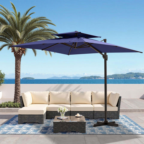12 x 9 ft. Aluminum Dual Top Cantilever Patio Umbrella with Base Options