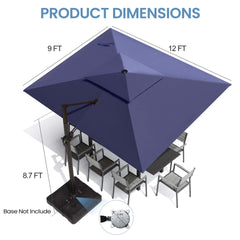 12 x 9 ft. Aluminum Dual Top Cantilever Patio Umbrella with Base Options
