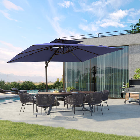 Pellebant 9x12ft Aluminum Dual Top Crank Cantilever Patio Umbrella
