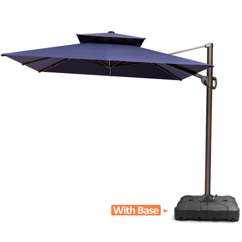 12 x 9 ft. Aluminum Dual Top Cantilever Patio Umbrella with Base Options