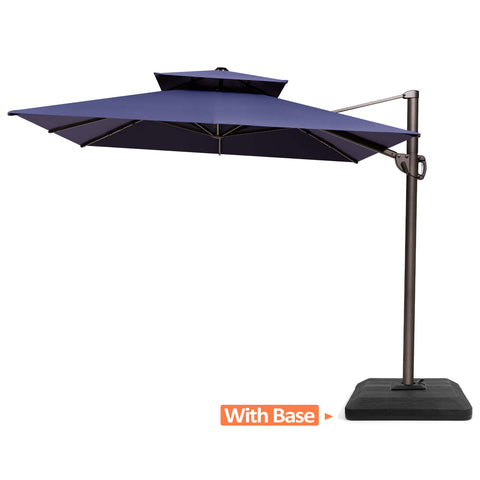 12 x 9 ft. Aluminum Dual Top Cantilever Patio Umbrella with Base Options