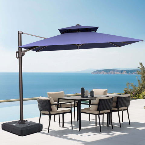 12 x 9 ft. Aluminum Dual Top Cantilever Patio Umbrella with Base Options