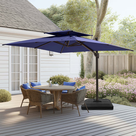 12 x 9 ft. Aluminum Dual Top Cantilever Patio Umbrella with Base Options