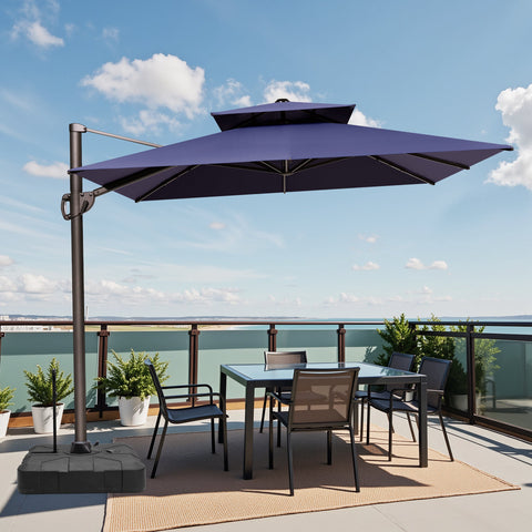 12 x 9 ft. Aluminum Dual Top Cantilever Patio Umbrella with Base Options