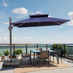 12 x 9 ft. Aluminum Dual Top Cantilever Patio Umbrella with Base Options