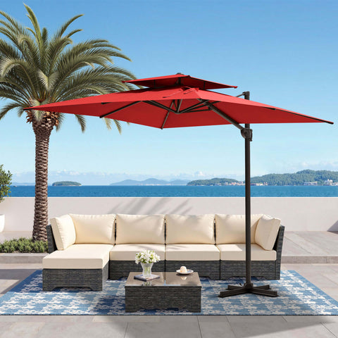 12 x 9 ft. Aluminum Dual Top Cantilever Patio Umbrella with Base Options