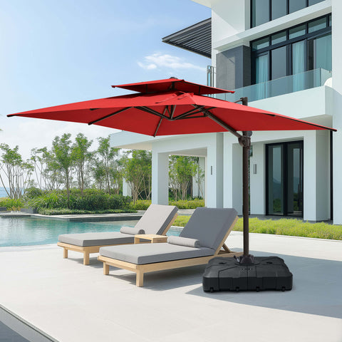 12 x 9 ft. Aluminum Dual Top Cantilever Patio Umbrella with Base Options