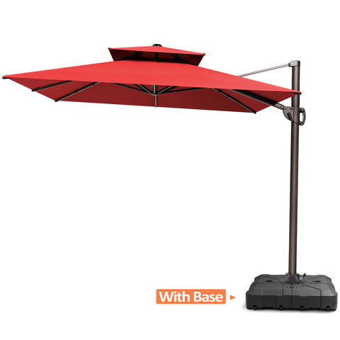 12 x 9 ft. Aluminum Dual Top Cantilever Patio Umbrella with Base Options