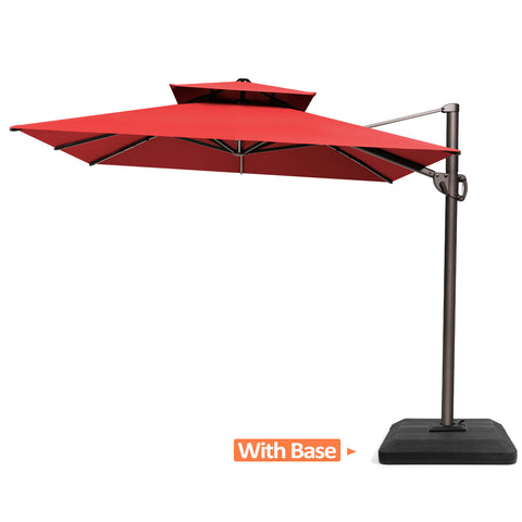 12 x 9 ft. Aluminum Dual Top Cantilever Patio Umbrella with Base Options