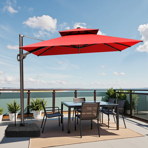 12 x 9 ft. Aluminum Dual Top Cantilever Patio Umbrella with Base Options