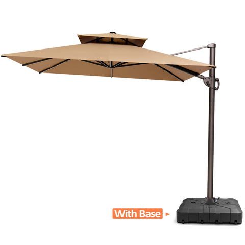12 x 9 ft. Aluminum Dual Top Cantilever Patio Umbrella with Base Options