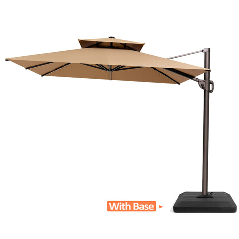 12 x 9 ft. Aluminum Dual Top Cantilever Patio Umbrella with Base Options