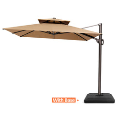 12 x 9 ft. Aluminum Dual Top Cantilever Patio Umbrella with Base Options