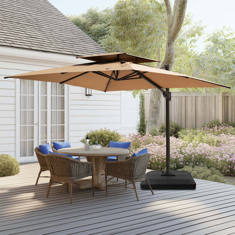 12 x 9 ft. Aluminum Dual Top Cantilever Patio Umbrella with Base Options