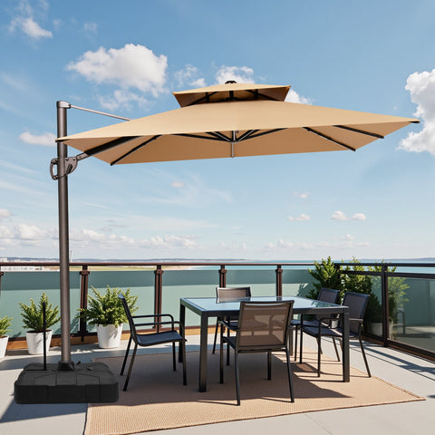 12 x 9 ft. Aluminum Dual Top Cantilever Patio Umbrella with Base Options