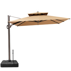 12 x 9 ft. Aluminum Dual Top Cantilever Patio Umbrella with Base Options