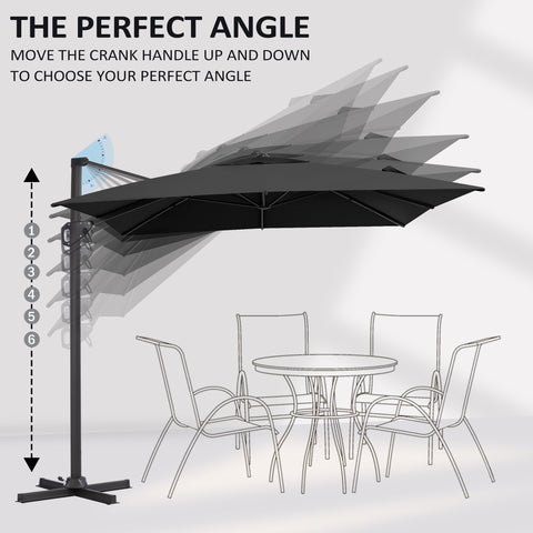 Pellebant 11x9 ft Aluminum Crank Cantilever Patio Umbrella