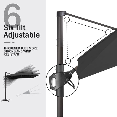 Pellebant 11x9 ft Aluminum Crank Cantilever Patio Umbrella