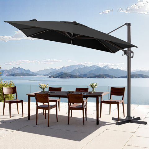 Pellebant 11x9 ft Aluminum Crank Cantilever Patio Umbrella