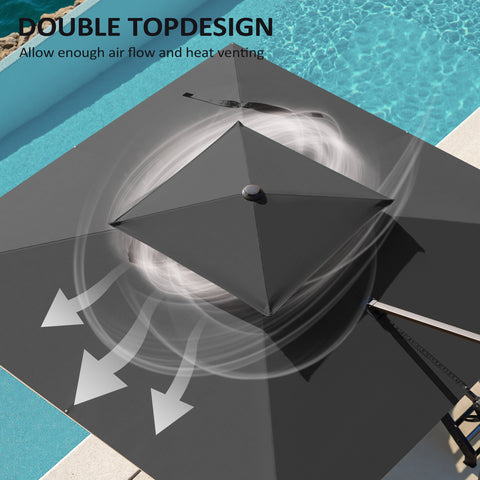 Pellebant 10x10 ft. Aluminum Double Top Cantilever Patio Umbrella